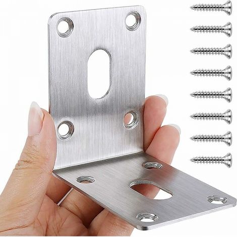 Lot de 4 équerres d'angle en acier inoxydable 304 - 70 x 70 x 50 mm - Équerres pour charges lourdes - Équerres de bois pour abri de jardin, abri de jardin, plate-bande surélevée, établi etc. (1/5)