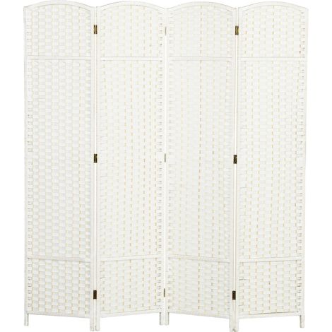 Paravento pieghevole a 4 pannelli in legno bianco, 160 x 170 cm (1/5)