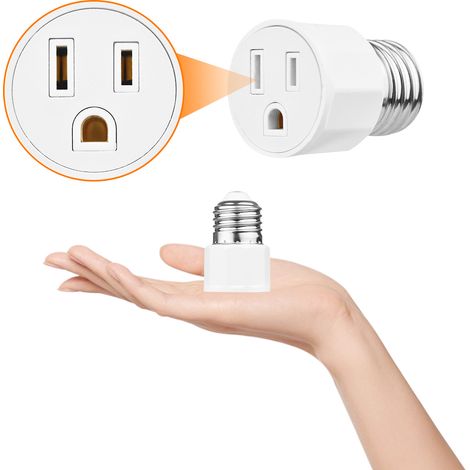 Adaptateur de douille d'ampoule E26 E27, prise ca à 2 ou 3 broches vers support de lampe, prise américaine pour Patio, hangar, Garage, entrepôt (1/5)