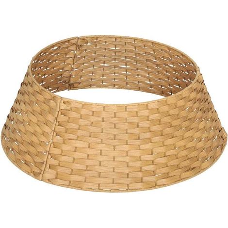 Jupe de sapin de Noël HOMCOM, Ø 68 cm, collerette en plastique pour pied de sapin, housse de pied de sapin pour la maison, les fêtes et la décoration, bois naturel