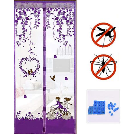 Store Porte Anti-Insectes 90x210 cm - Rideau Magnétique Violet pour Balcon, Jardin, Sous-Sol- Étanche aux Moustiques et Sécurisé (1/5)