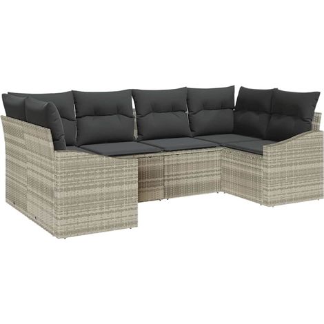 Maison Exclusive - Set di divani con cuscino 6 pcs Grigio chiaro polyrattan (1/5)