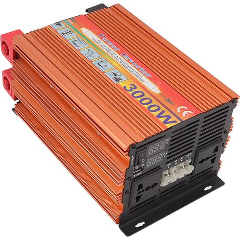 Onduleur portable 3000 W, convertisseur de puissance CC 12 V vers CA 220 V, en alliage d'aluminium, transformateur solaire pour voiture et maison. (1/5)