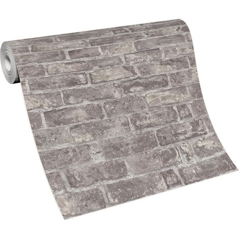 Papier peint moderne marron imitation pierre Tapisserie design brique marron grise Papier peint uni style industriel pour chambre ado (1/5)