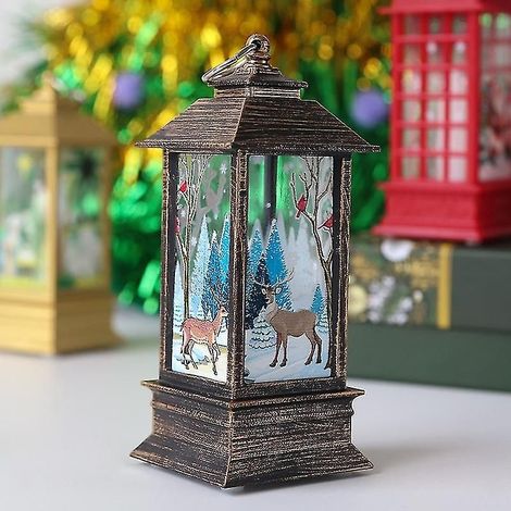 Lanterna di Natale vintage, luce per la notte di Natale lampada retrò, lanterna, Natale, renna, pupazzo di neve, decorazione (1/5)