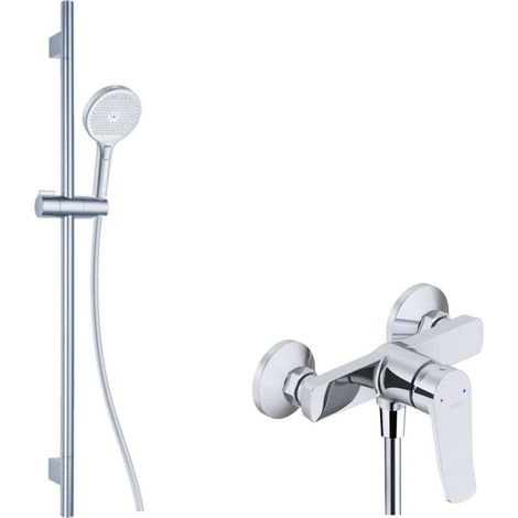 kielle Nefia - Set de douche avec mitigeur, barre, flexible et pommeau de douche EcoSpare, chrome 20627SN110 (1/5)