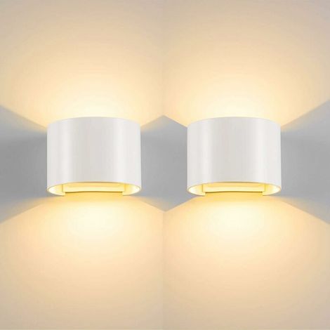 Lot de 2 Appliques Murales Intérieur Moderne 12W - Design Up/Down - Blanc Chaud - pour Salon, Chambre, Couloir
