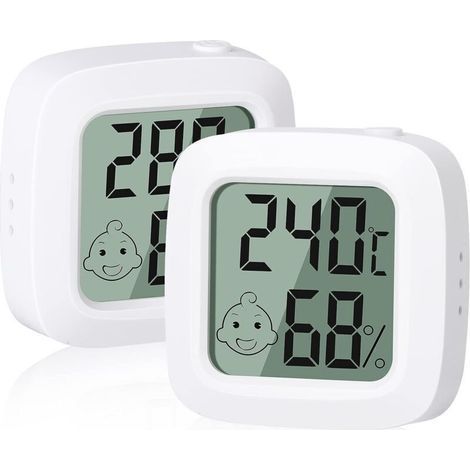 2 pezzi, piccolo termometro igrometro digitale ad alta precisione, per ufficio, cameretta del bambino, comodo spogliatoio (1/4)