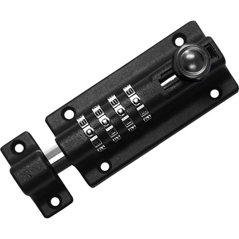 Verrou à pêne dormant avec combinaison à 4 chiffres, verrou de sécurité pour porte, mot de passe personnalisable,noir (1/5)