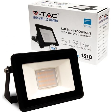 FARO LED FLOODLIGHT 20W SMD IP65 CHIP SAMSUNG COLORE NERO  Bianco Caldo (1/5)