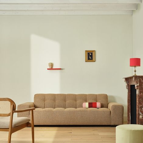 Canapé droit 4 places en tissu texturé marron clair chiné (1/5)