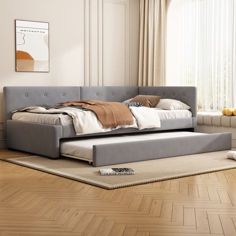 struttura letto 90x200 estraibile in velluto grigio OKMYHOME (1/5)