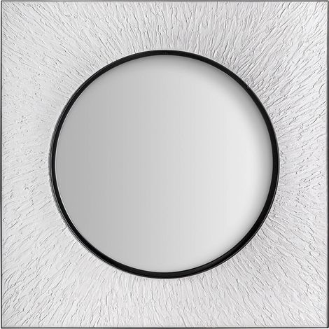Miroir art déco blanc bois et fer style élégant - Blanc mat et doré élégant (1/4)