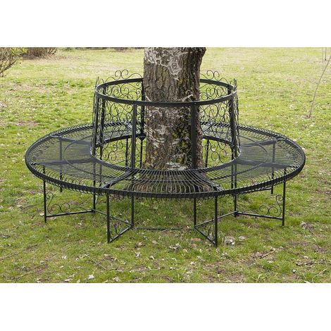 Rundbank XXL D-200 cm aus Metall Bank Baumbank Sitzbank Gartenbank Schmiedeeisen (1/5)