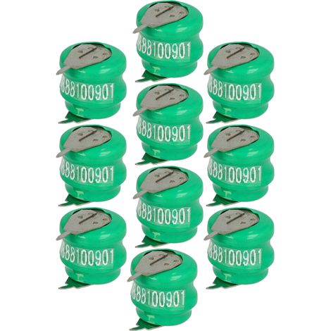 vhbw 10x NiMH Ersatz Knopfzellen-Akku Typ V40H 2-Pins 40mAh 2,4V kompatibel mit Modellbau-Akkus, Solar-Leuchten uvm.