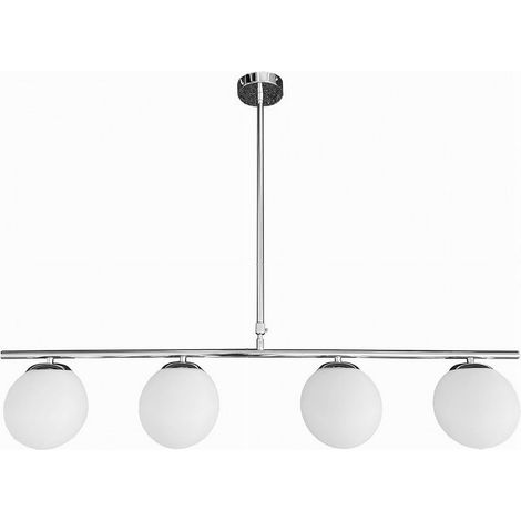 TrAdE Shop Traesio - Lampadario A Sospensione Argento Con 4 Sfere Bolle Bianche In Vetro Attacco G9 33924 - (1/5)