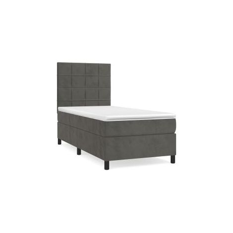 Sommier à lattes de lit et matelas Gris foncé 90x200 Velours (1/5)
