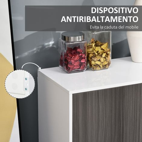 Armoire grise pour salon avec 2 tiroirs et 2 placards à pression, idéale pour bureau et cuisine. (1/5)