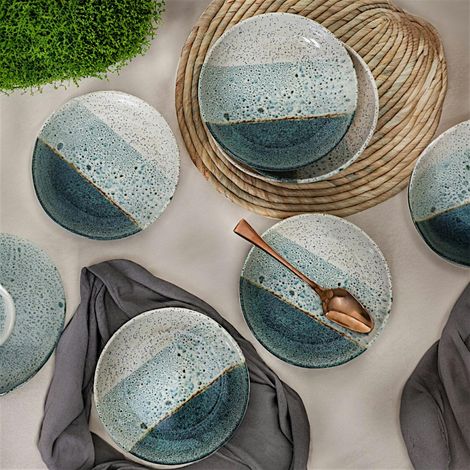 Assiette dessert bleus dégradés céramique (lot de 6) EFIRA