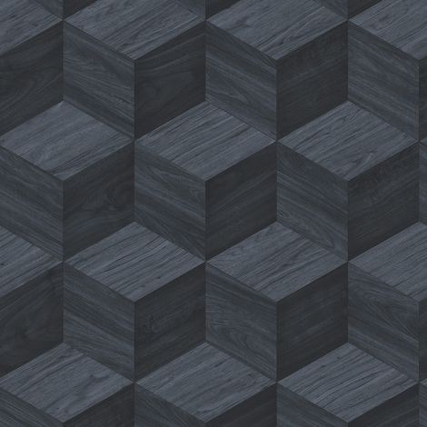 Holz Tapete Profhome RE521095-DI heißgeprägte Vliestapete 3D dezent schimmernd blau stahl-blau kobalt-blau 5,33 m2