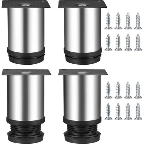 Pcs 50 x 80 mm Stainless Steel Kitchen Cabinet Legs Round Adjustable Furniture Feet