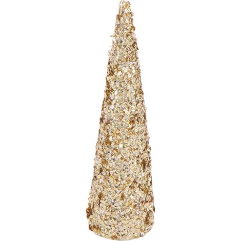 Cône Déco "Sequins" 46cm Doré