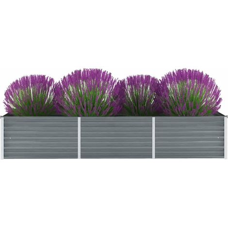 Bac à fleurs - Jardinière pour extérieur/intérieur jardin terrasse balcon - Lit surélevé de jardin Acier galvanisé 240x80x45 cm Gris Chic-941533 (1/5)