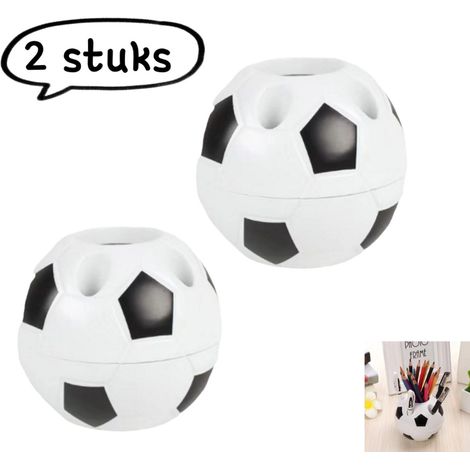 Lot de 2 porte-stylos multifonctionnels en plastique en forme de ballon de football pour étudiants noir et blanc (1/5)