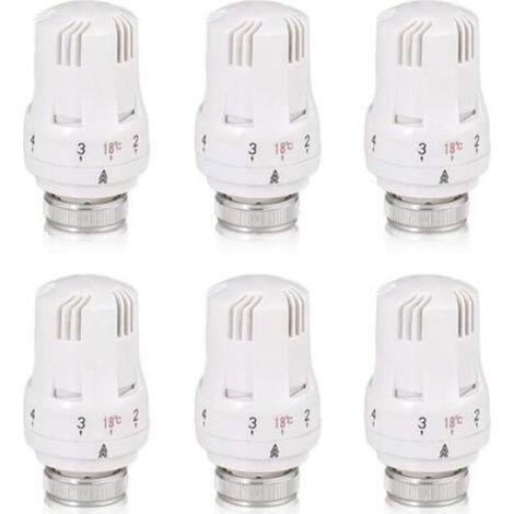 Tete Thermostatique Radiateur, 6 Pièces Tête de Vanne de Radiateur, Robinet Thermostatique Radiateur, M30 X 1,5 Tête de Thermostat, Tête de Radiateur pour Le Bureau et La Maison(A)-différentes quantit (1/4)