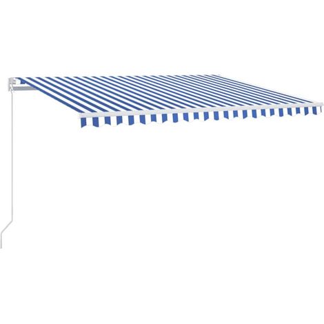 Maison Exclusive - Tenda da Sole Retrattile Manuale con LED 400x300cm Blu e Bianco (1/5)