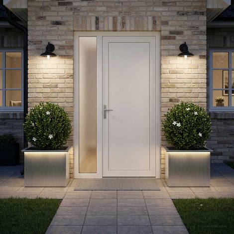 vidaXL Jardinera para jardín con luces LED 2 uds. Plateado (1/5)