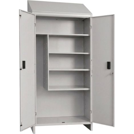 Armadio Portascope PRATIKO 60x40x179 cm Metallo Grigio 2 Ante + Tetto Inclinato (1/2)