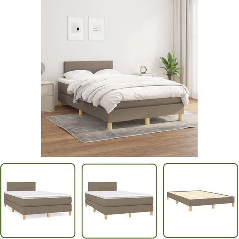 The Living Store Boxspringbett mit Matratze Taupe 120x200 cm Stoff - Boxspringbett - Doppelbett - Bettenrahmen - Lattenrost - Matratze (1/5)