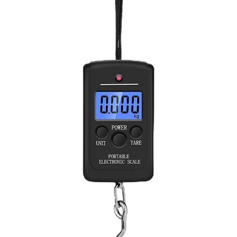 Pèse-Personne Portable Balance Électronique 40 Kg Écran LCD Rétroéclairé Pèse-Bagages Noir (1/4)