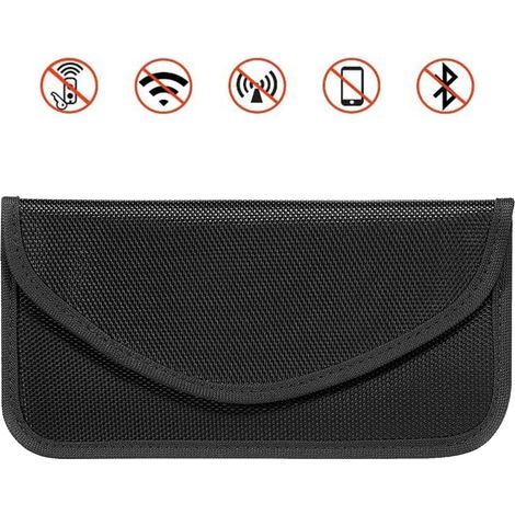 Pochette anti-signal Faraday noire, bloque pistage clés/phone, protection vie privée anti-espionnage (1/4)