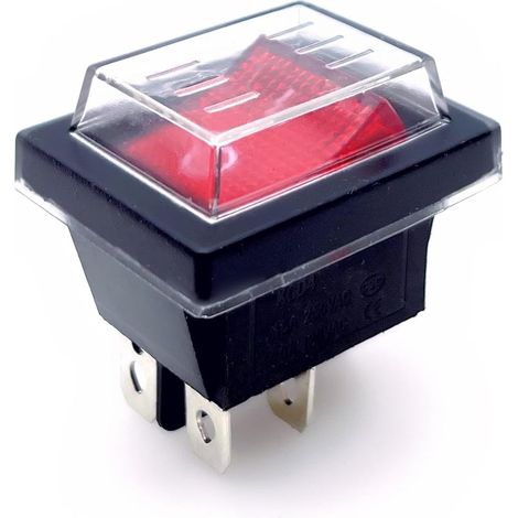 Interrupteur à bascule lumineux DPST ON-OFF 250 VAC 16 A 4 broches 2 positions Couvercle étanche pour voiture, bateau, appareils ménagers (1/5)