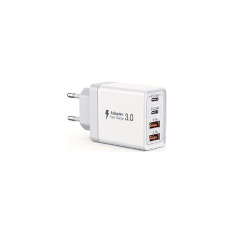 Chargeur USB C, 40W 4 Port Prise Prise UE Rapide iPhone, Multi Secteur PD+QC 3.1A Type C Adaptateur pour iPhone 16 15 14 13 12 11 Pro Max X XS XR 8 7 6S Plus Mini SE, iPad,Samsung Galaxy (1/5)