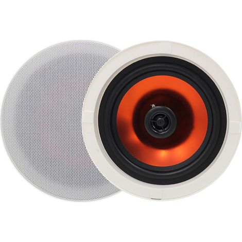 Paire de haut-parleurs passifs de plafond encastrés de 20,3 cm, puissance de sortie maximale de 400 W – Parfait pour un son clair dans le salon, le bureau, la cuisine, la cave et la (1/5)