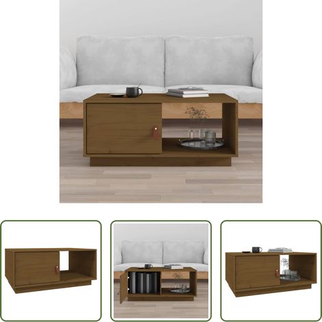 Table basse marron miel - Table basse Marron miel 80x50x35,5 cm Bois massif de pin (1/5)
