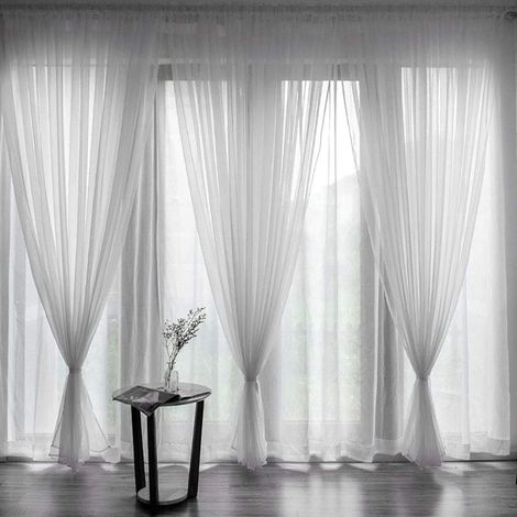 1 Panneau Rideau Voile Polyester Blanc Passe-Tringle 100x200 cm Salon Chambre Hôtel