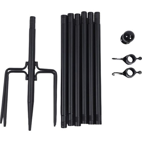 Mat de drapeau de 3 m sans enchevêtrement dans le sol avec base à 5 abolladuras, kit de mat de drapeau de sol robuste avec base à 5 broches para el exterior de la casa, du jardin (negro, sans drapeau