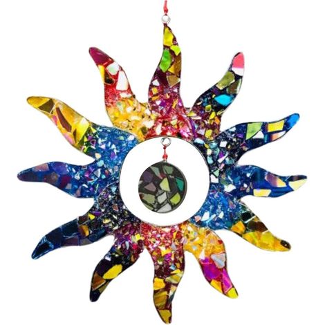 Statue soleil suspendue acrylique – décoration murale colorée – cadeau maison (1/5)