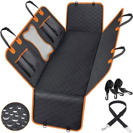 Ortviai – Hunde-Rücksitzschutz – 600D-Gewebe wasserdicht, Gurte mit Karabinerhaken, Netzfenster – 135 × 150 cm, maschinenwaschbar (1/5)