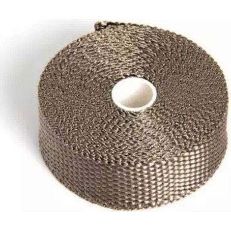 Rouleau de bande thermique pour échappement, ruban de protection thermique en fibre de verre, 1 rouleau de 1,5 x 25 mm x 5 m avec 4 attaches en acier inoxydable pour moto, voiture et camion (1/5)