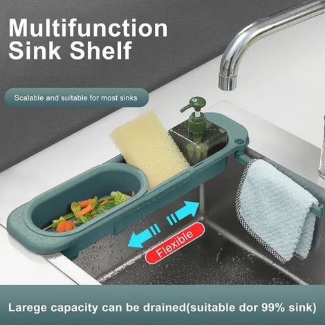 Panier d'égouttage réglable en longueur, support d'égouttoir d'évier-AquaForge (1/5)
