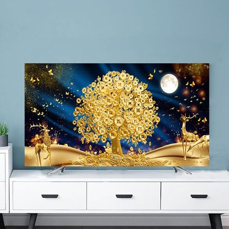 Dustproof TV Cover for 32 to 80 Inch TVs, Washable Elastic Fabric TV Cover, PC TV Screen Protector (40-43" (102x65cm), Gold) (1/5)
