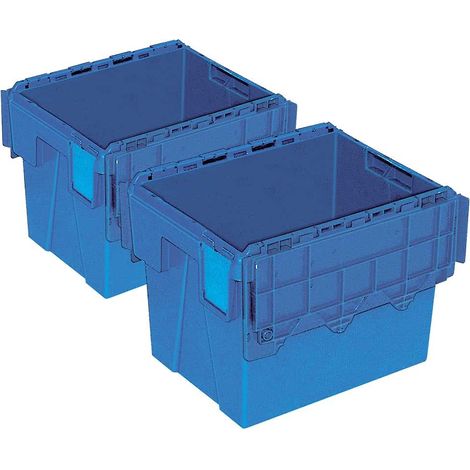 BRB Lot de 2 récipients d'expédition réutilisables avec couvercle, 25 l, 400 x 300 x 305 mm, bleu