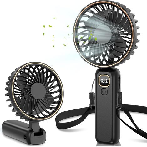 Mini Ventilateur, 4000mAh Ventilateur Portable, 6 Vitesses Ventilateur USB Silencieux, Autonomie 24H, Ventilateur de Bureau Pliable Pour Bureau, Voyage, Extérieur, Cours (1/5)