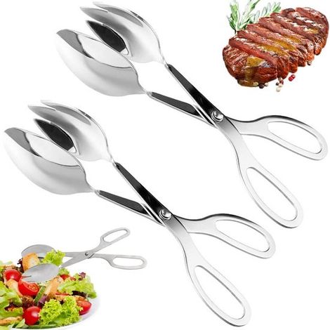 2 pinze da cucina da 25,3 cm, pinze per carne, pinze da portata, pinze da cucina, pinze per griglia, pinze da cucina in acciaio inox, aiuto in cucina per bistecche, waffle, pinze per griglia (1/5)