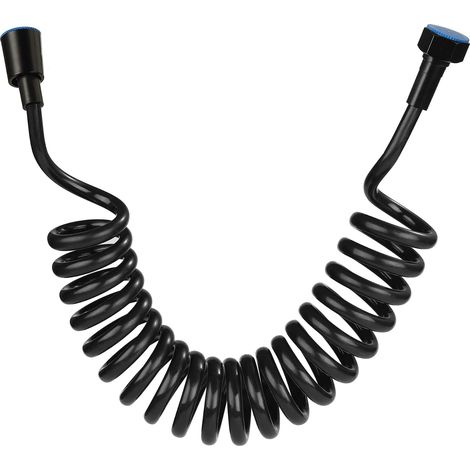 Tubo flessibile per doccia, tubo flessibile per doccia in schiuma con tappo in rame, tubo flessibile a molla telescopico, tubo flessibile retrattile per doccetta, WC e bidet (3M nero) (1/5)